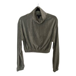 Streetwear Society Women's Crop Top Velvet ribbed Turtleneck Green Size S
